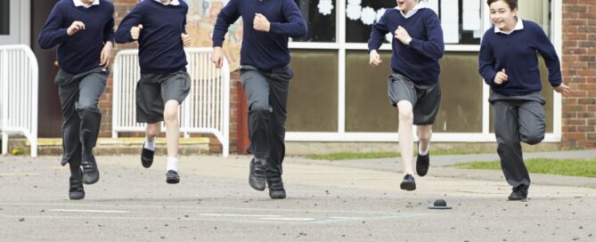 pupils running in playground